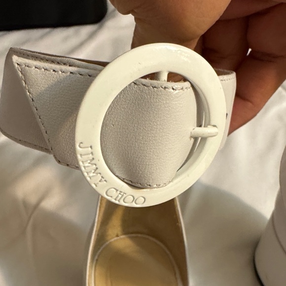 Jimmy Choo Jaimie 40 White Leather and PVC Block Heel Sandals Sz 39.5/ 9 - Picture 4 of 8